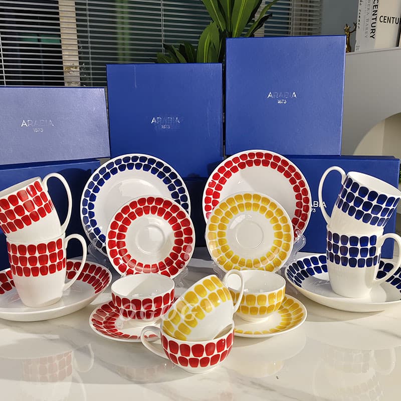 Cross-border 24h Series Bone China Mug Coffee Cup Saucer Plate Modern Simple Home Dish Plate Water Cup Wholesale