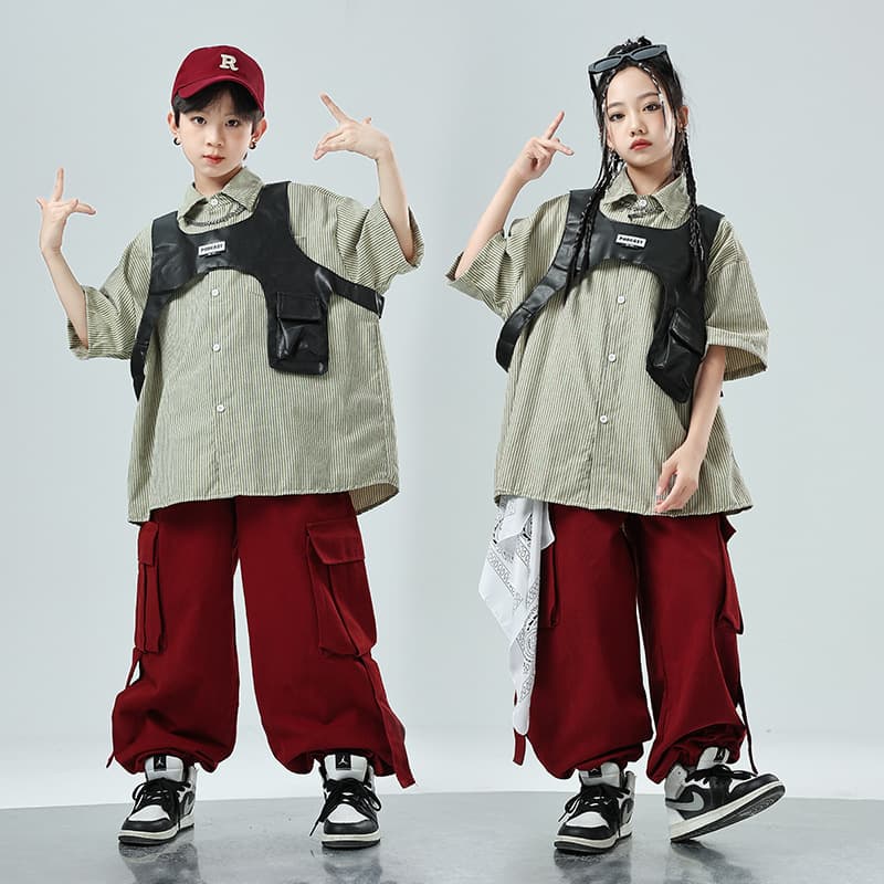 Hip Hop Kids Street Dance Clothing, Hip Hop Brand Children's Wear, Drum Performance Outfit for Boys, Summer Kids Fashion
