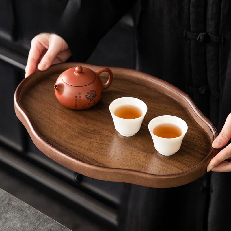 Wholesale Wooden Trays Restaurant Commercial Irregular Chinese Style Dry Fruit Trays Bamboo Hotel Meal Trays Tea Soaking