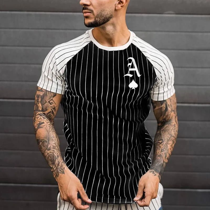 Amazon Independent Station Summer Ace of Spades 3D Printed Men's Casual Round Neck Raglan Short Sleeve Loose Fit T-Shirt