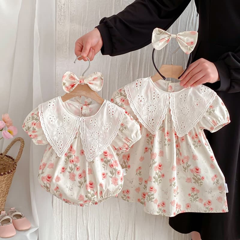 2026 Summer Baby Clothes Girls Korean Style Short Sleeve Dress Romper Suit Girl Baby Bag Summer Style Sister Clothes