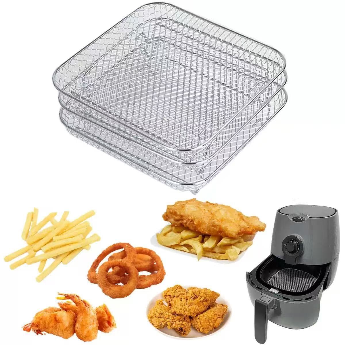 Air Fryer Multi-Layer Rack Professional Accessories 304 Stainless Steel Double Triple Stackable Dehydrating Rack Filter Rack