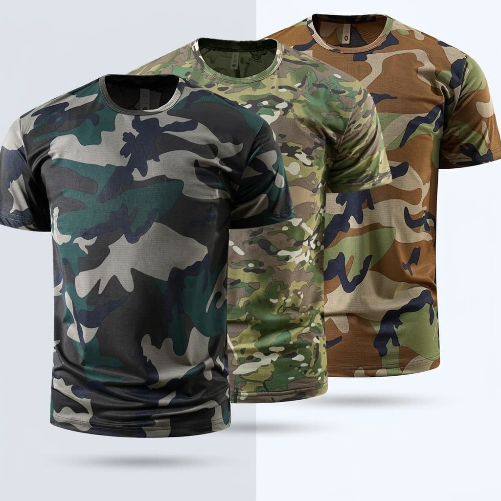 Summer T-Shirt Men's Quick-Dry Short Sleeve Camo Half Sleeve T-Shirt Loose Casual Crew Neck T-Shirt New Quick-Dry Top