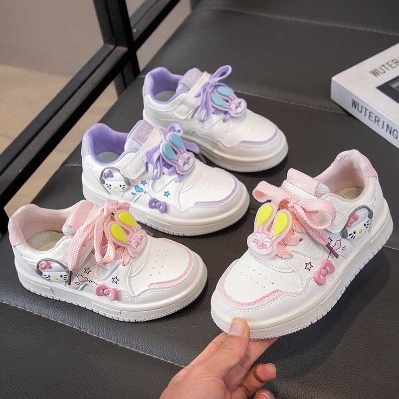 Girls' Shoes 2026 Spring/Autumn Kids Cartoon Casual Shoes Princess Sneakers Fashion White Casual Shoes