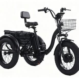 Keshuo Folding Steel Electric Tricycle High Carbon Steel Aluminum Alloy Tricycle for Men and Women Elderly 24-Inch Fat Tire