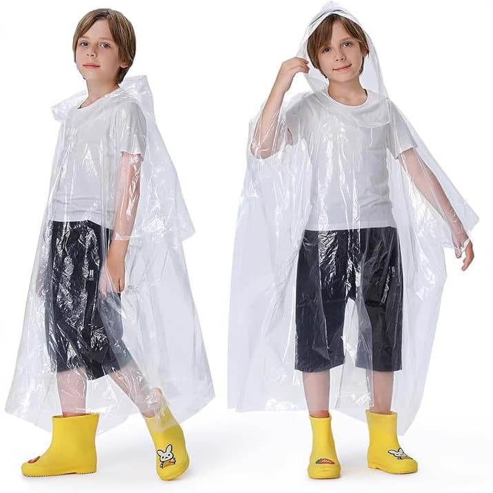 Factory Production Outdoor Disposable Thickened Portable Children's Style PE Hooded Poncho Raincoat Various Colors