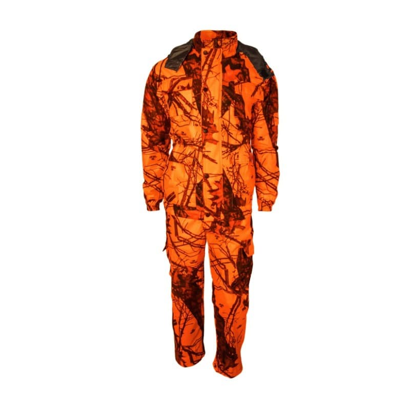 Factory Custom High-Visibility Flame Camo Hunting Jacket Pants Orange Suit