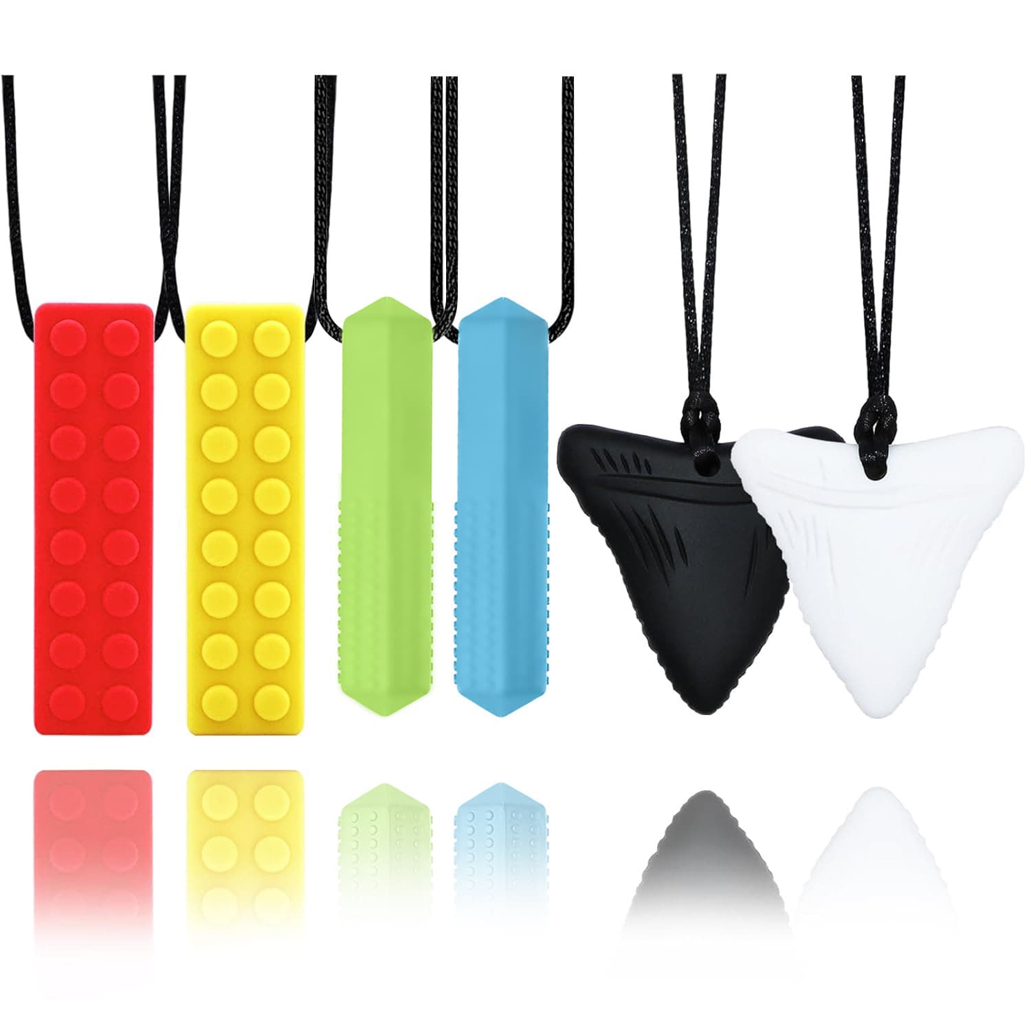 Children's Educational Building Blocks Teether Sensory Chewing Pendant Necklace Baby Teething Stick Solid Color Silicone Teething Toy