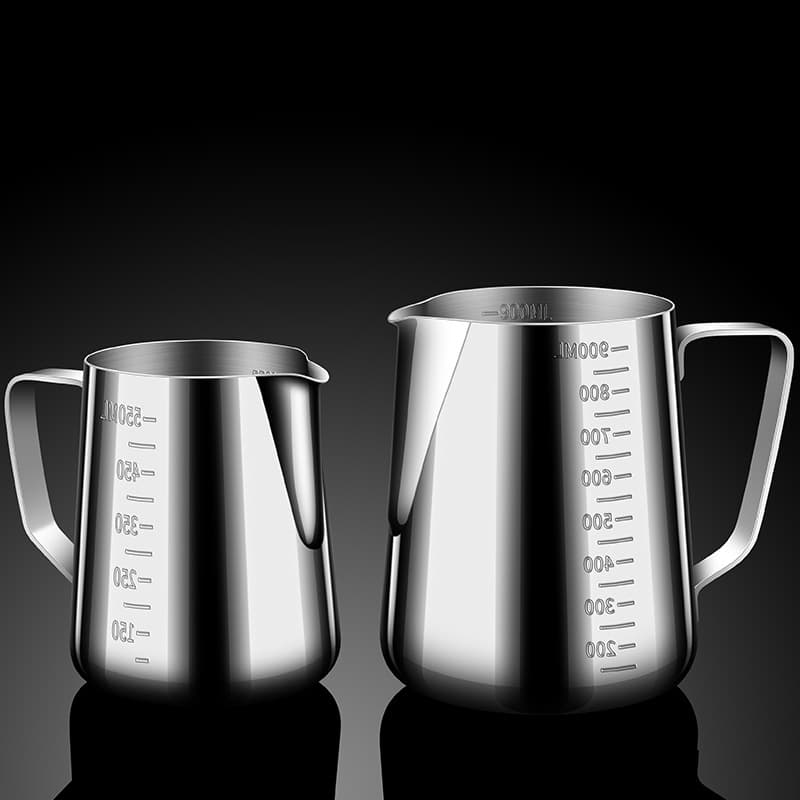 304 Stainless Steel Coffee Latte Art Cup with Scale, Sharp Mouth Milk Froth Cup, Professional Milk Foam Cup, Measuring Cup