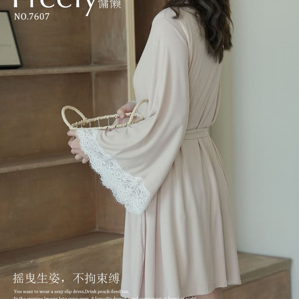 7607 French Lace Gentle Single Piece Morning Robe Nightgown Sleep Dress Comfortable Breathable Soft New Lace Sweet