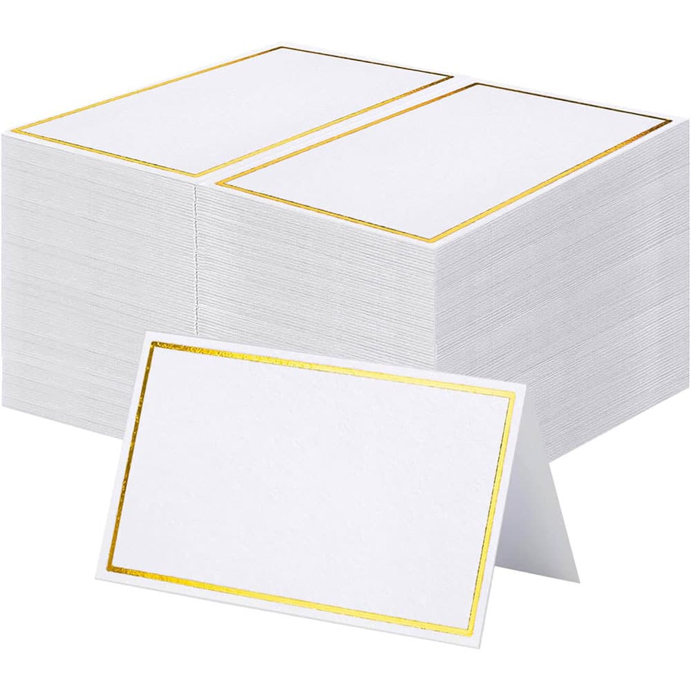 In-Stock Hot-Selling Amazon Gold Foil Border Seat Guest Name Table Card Message Card Writable Gold Leaf Card