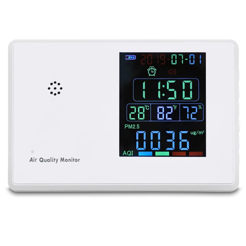 Carbon dioxide detector | Formaldehyde, TVOC, PM2.5, PM10 detector | Temperature and humidity clock/alarm clock