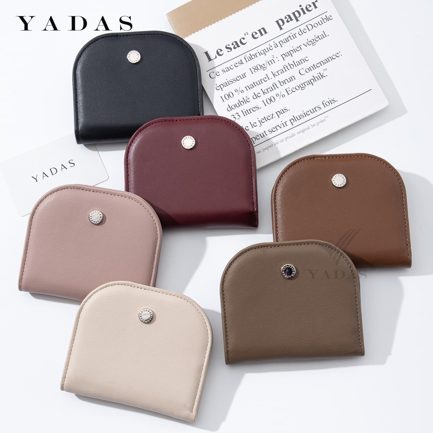YADAS New Half-Circle Foldable Women's Wallet with Multiple Card Slots, Coin Pocket, and Tower Clasp