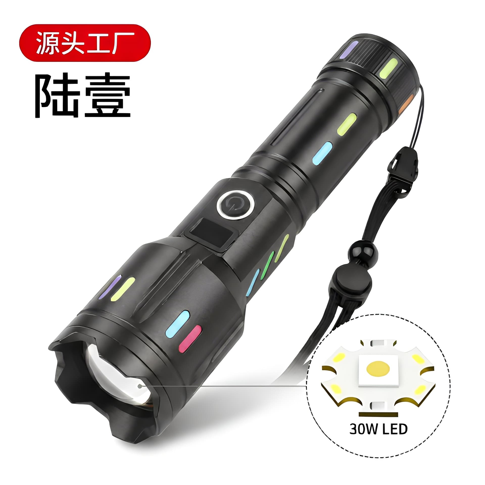 Cross-border White Laser COB High-Power Flashlight USB Rechargeable Digital Display Strong Magnet Dual Switch LED Flashlight