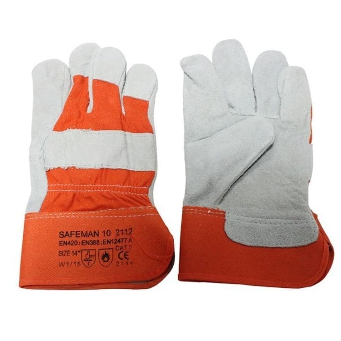SAFEMAN Junyu 2112 yellow cloth two-layer full palm gloves wear-resistant canvas cowhide gloves electric welding chemical construction
