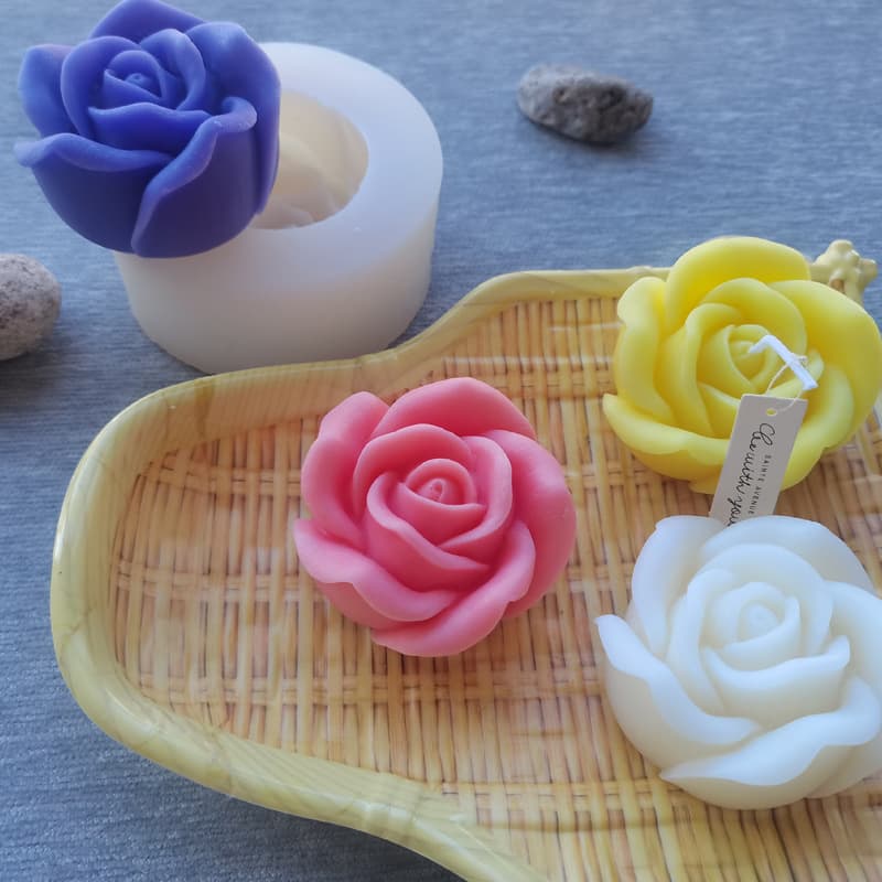 Rose Flower Candle Silicone Mold DIY Cake Mold Ice Cube Tray Tool Aromatherapy Plaster Photo Decoration Mold