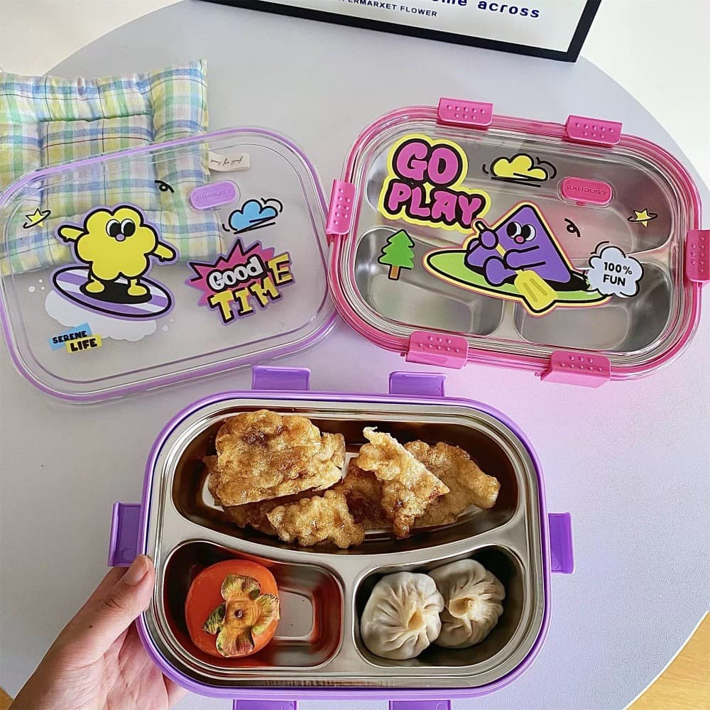 304 stainless steel lunch box for primary school students, children's compartmented lunch box lunch box, lunch box set for office workers