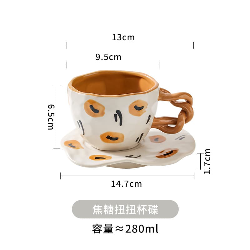 High-End Coffee Cup and Saucer Set, Luxury Home Afternoon Tea Cup, INS-Style Mug, Gift Ceramic Cup