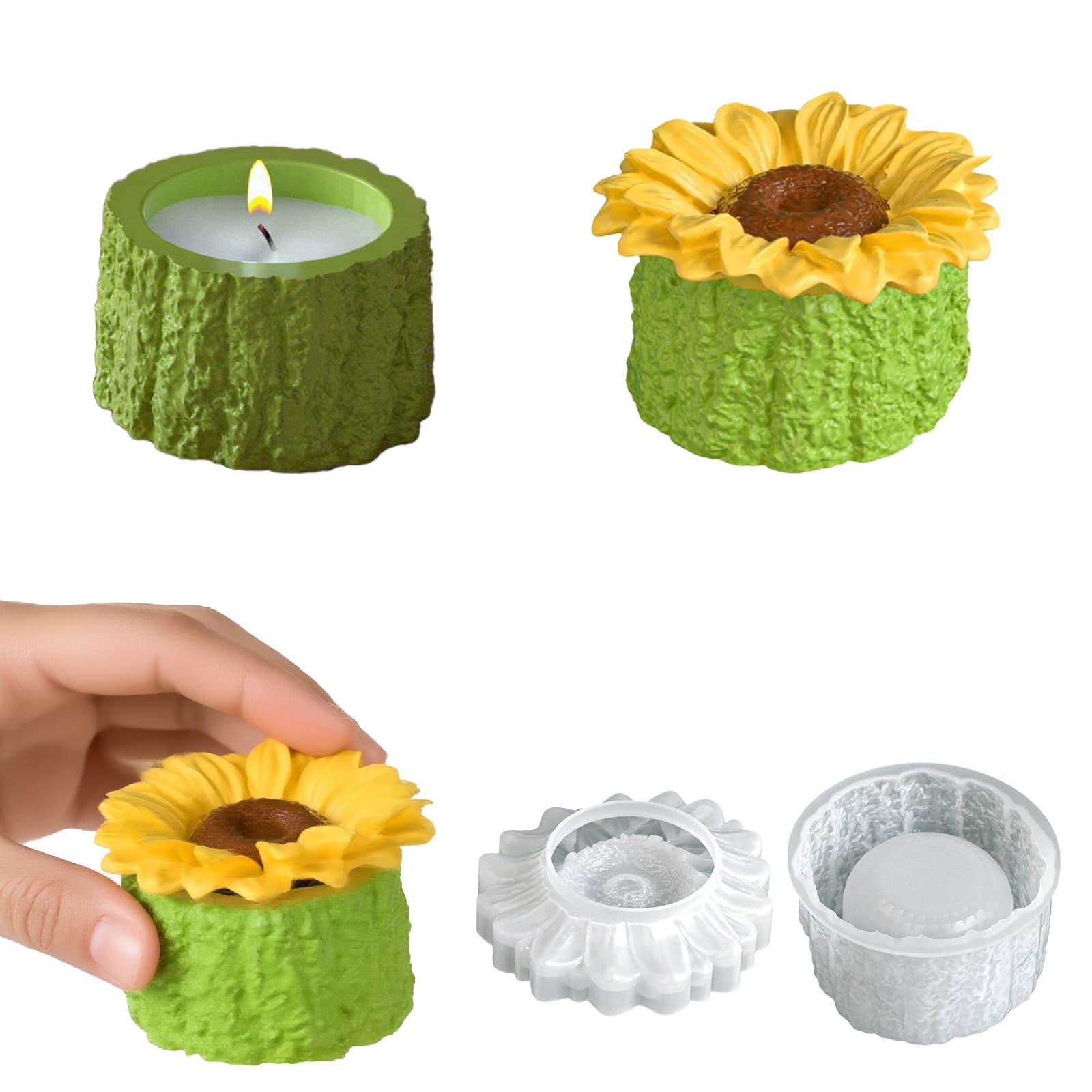 Cross-border Tree Stump Flower Pot Storage Box Resin Silicone Mold Epoxy DIY Sunflower Candle Cup Wholesale