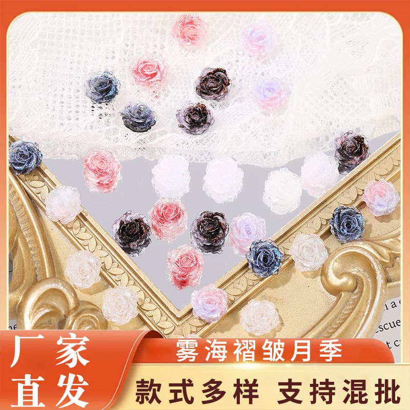 Luminous 3D Gradient Rose Nail Art Accessories Wearable Nail Parts DIY Nail Decorations Rhinestones Manufacturer