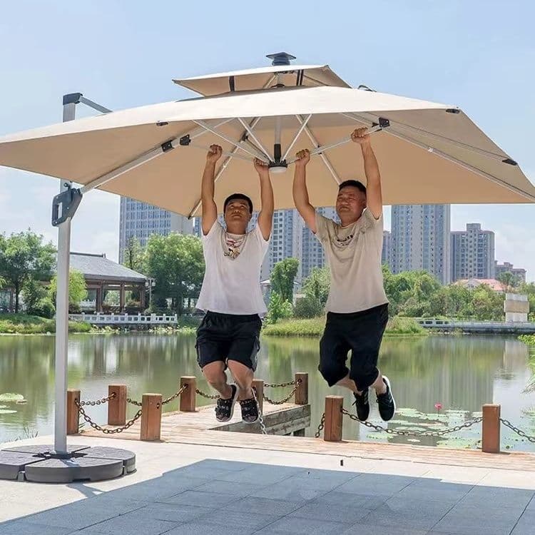 Outdoor Sunshade Patio Umbrella Terrace Balcony Stall Large Sun Umbrella Villa Garden Outdoor Light Bead Roman Umbrella