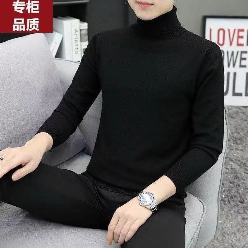 Cross-border men's woolen shirt warm base layer knitwear slim half turtleneck Korean style inner layer handsome fleece sweater top