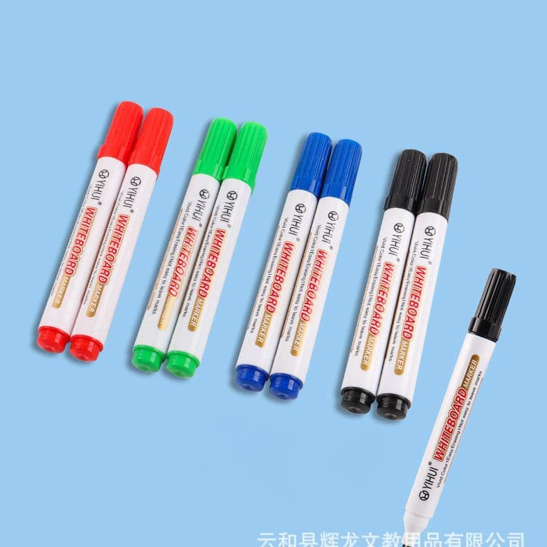 Factory wholesale colorful erasable whiteboard markers, plastic, English printed, thick, large capacity, customizable logo