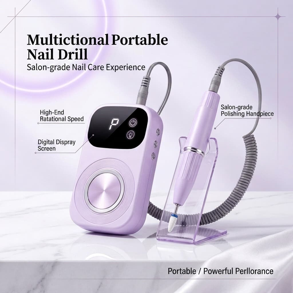 Portable electric nail polisher, rechargeable, home-use, silent and non-heating, nail polishing and polishing tool for nail salons