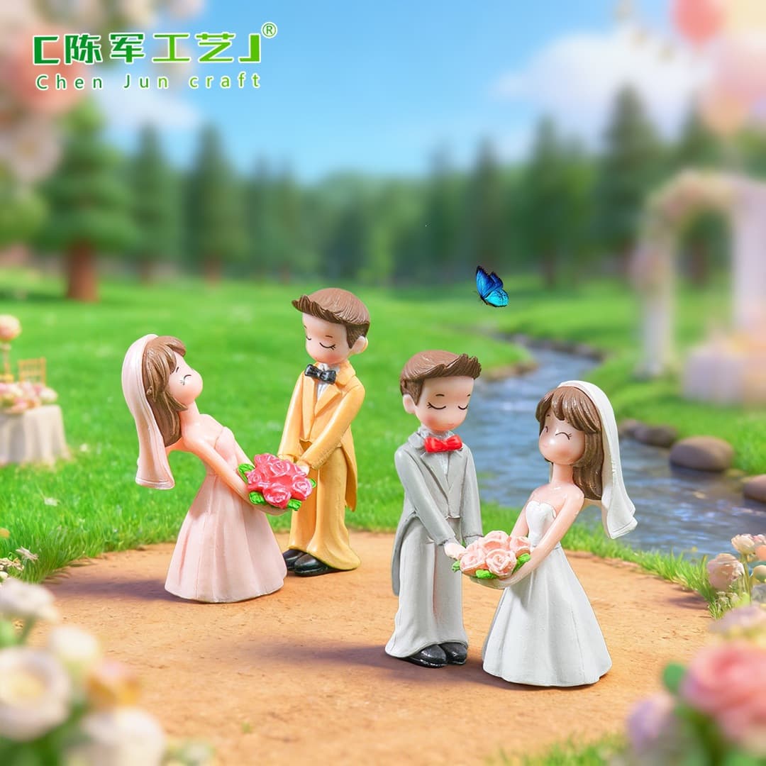 New Bouquet Couple Miniature Plastic Gardening Ornament DIY Girly Cake Decoration Accessories Craft