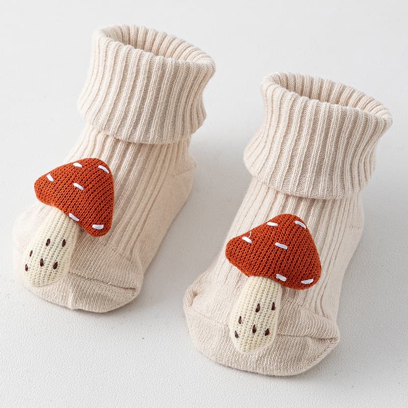 Newborn Baby Boys and Girls Infant Toddler 0-1-3 Years Class A Cotton Anti-Slip Mid-Calf Floor Socks for Spring, Autumn, and Winter