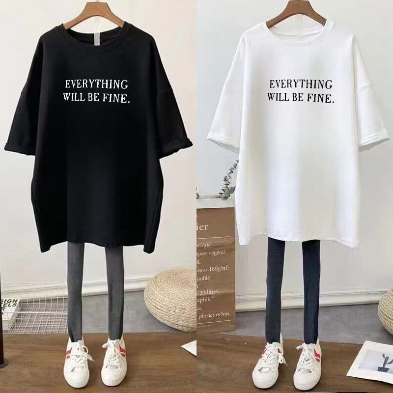 Plus Size 300 lbs Women's Mid-Length Short Sleeve T-Shirt, Loose Fit Cover Belly Pregnant Top Fashion