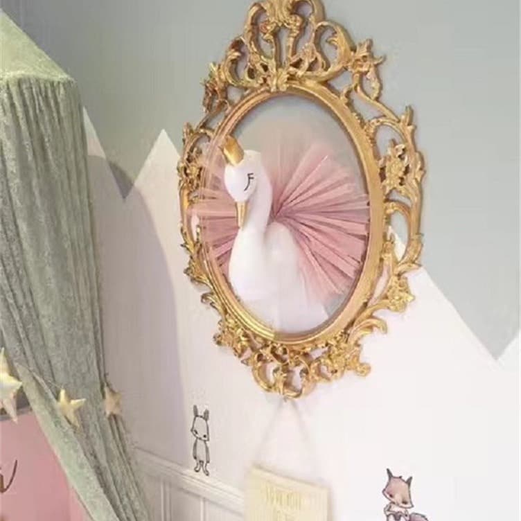 Nordic White Pink Crown Swan Wall Hanging Decoration
