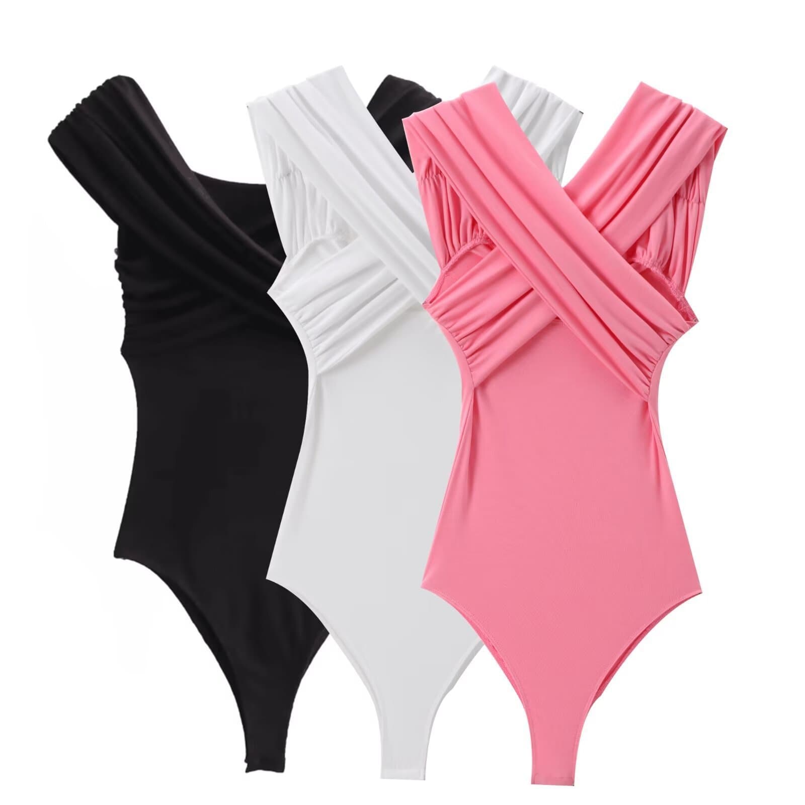 TAOP&ZA Summer New French Style Sexy Beach Vacation V-Neck Slimming Bodysuit 5644325