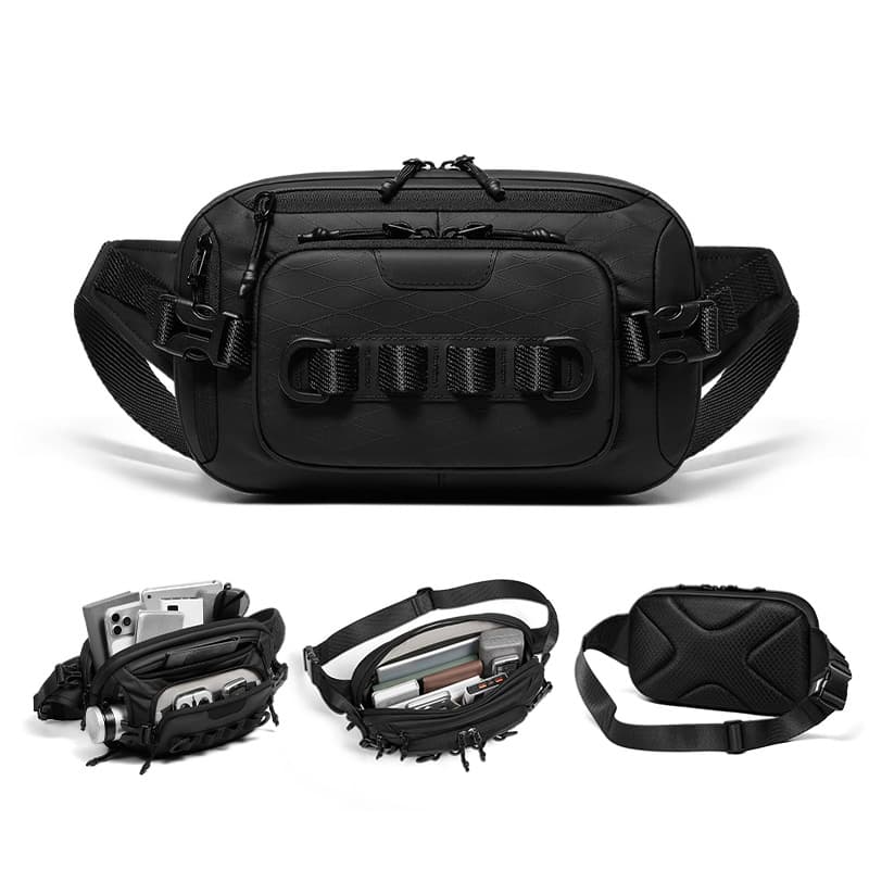 Trendy Men's Waist Pack Tactical Chest Bag Large Capacity Waterproof Multi-functional Shoulder Techwear Outdoor Sports Crossbody Bag
