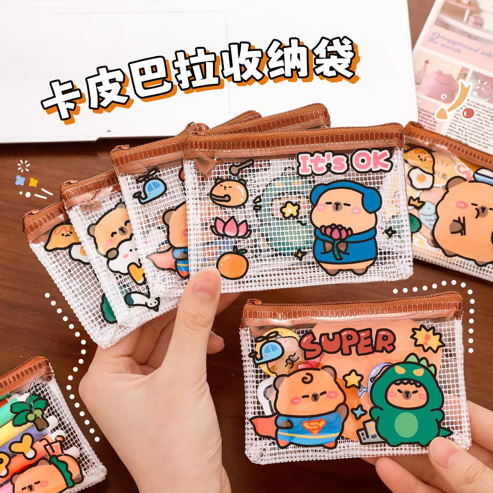 Cute Capybara Coin Purse Children's PVC Mini Portable Storage Bag Student Cartoon Lipstick Pouch
