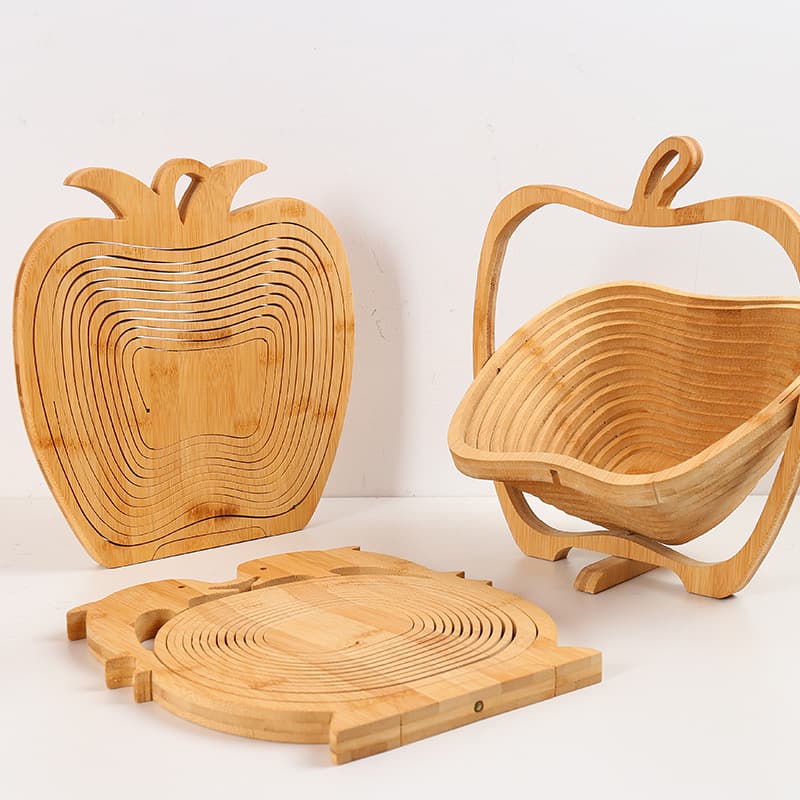 Eco-friendly Creative Home Ornament, Bamboo Fruit Tray for Tea Table, Living Room Display and Heat Insulation Craft