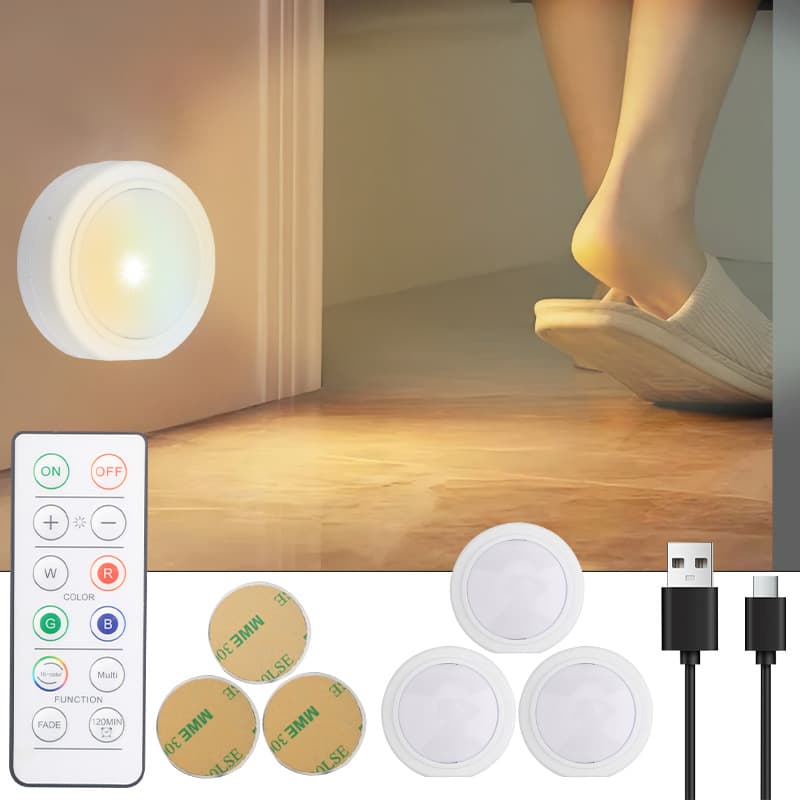 Mini LED under-cabinet lighting with 16 colors, rechargeable remote dimming ice ball light for closet, kitchen, wardrobe, night light