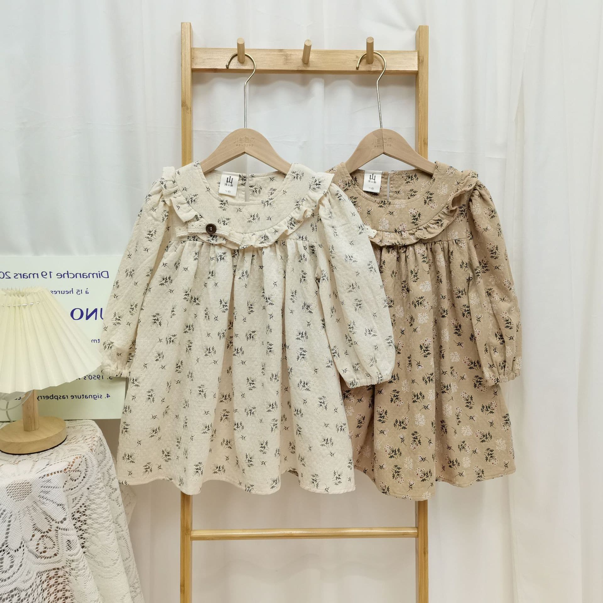 Lace Korean Sweet Girl Spring Autumn New Dress Puff Sleeve Floral Forest Doll Dress Floral Dress