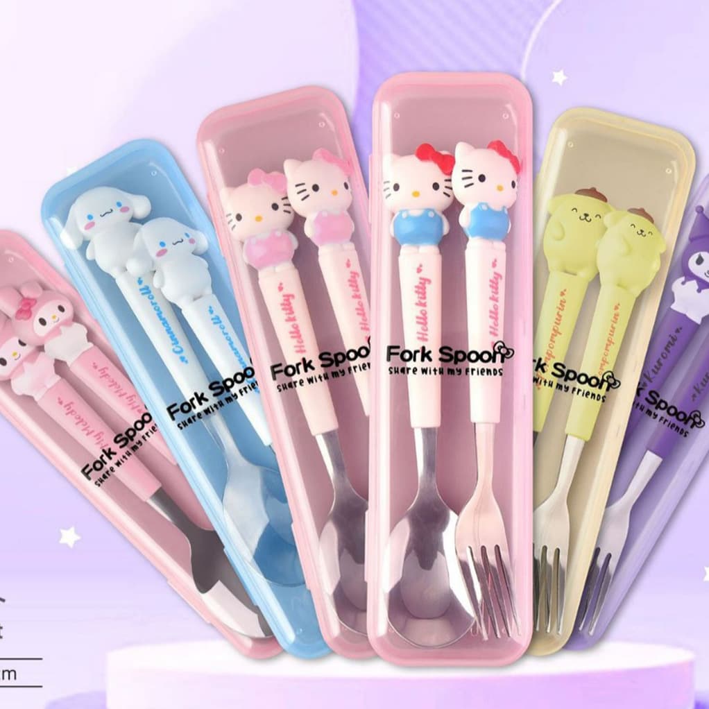 Sanrio My Melody 304 Stainless Steel Cute Cartoon Portable Cutlery Set (Chopsticks and Spoon)