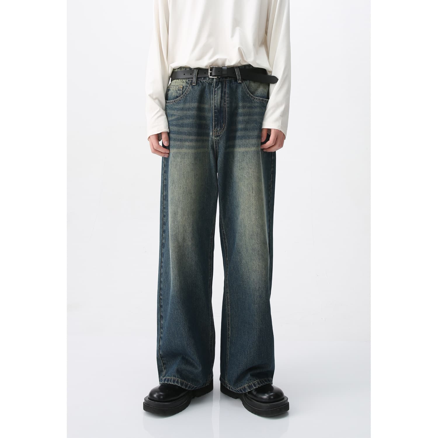 MTLCLOTHES Men's Clothing | New Men's Distressed Denim Pants Washed Loose Vintage