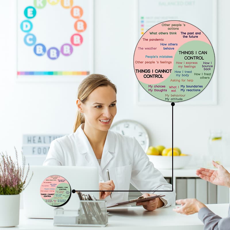 Amazon hot-seller: Emotional Yin Yang magnetic stickers for computers and fridges, Calming Emotions Wheel.
