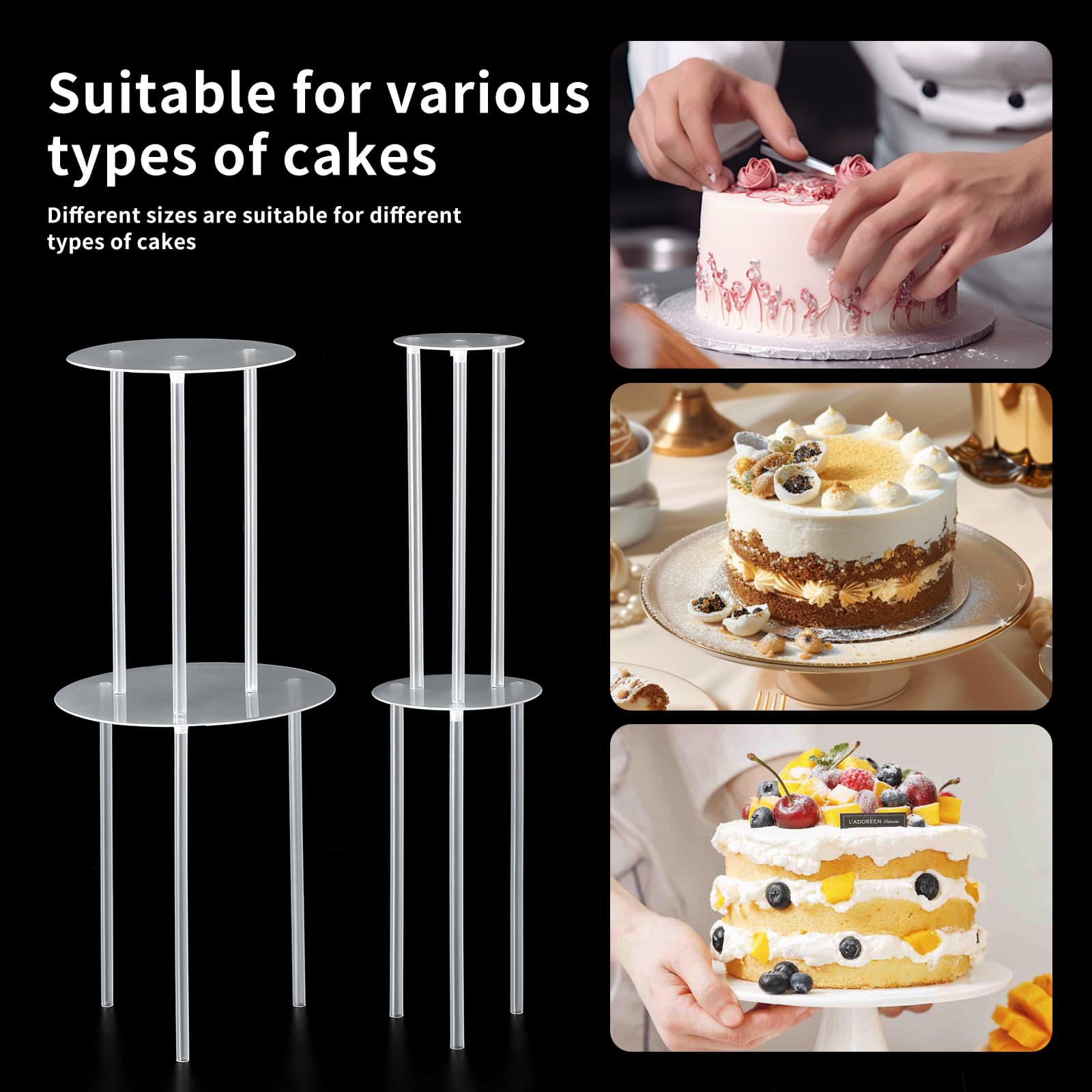 Double-layer cake dowel suspension spacer, multi-layer cake stand accessory straws, multi-size cake fixing stand wholesale