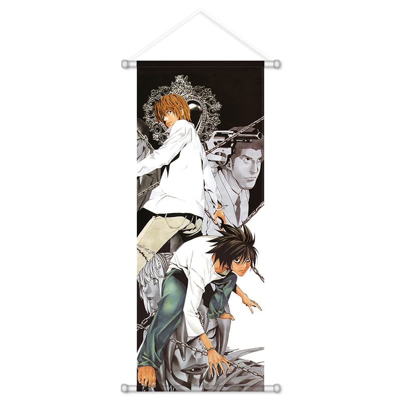 Death Note Anime Hanging Scroll Poster, Death Note Silk Tapestry Featuring Yagami Light, L, and Misa