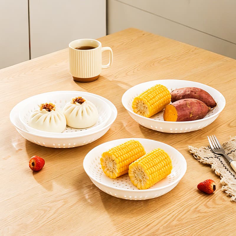 Plastic Multi-Hole Steaming Plate, Dumpling Plate, Microwave Household Steamer, Round Steamer Rack, Steaming Grid, Fruit Tray, Bun Plate