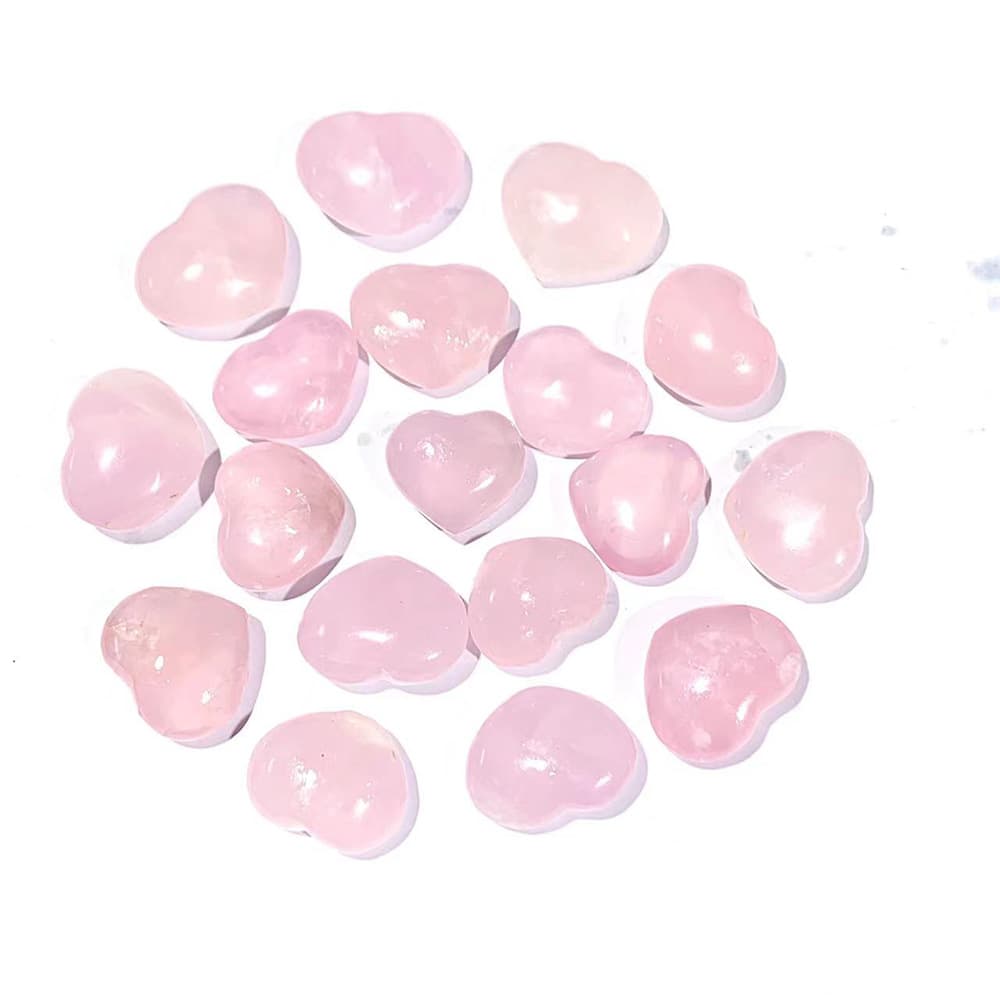Natural Rose Quartz Heart Pendant, Raw Rose Quartz Polished Bare Stone Hanging Ornament, Unpierced Pink Crystal Heart