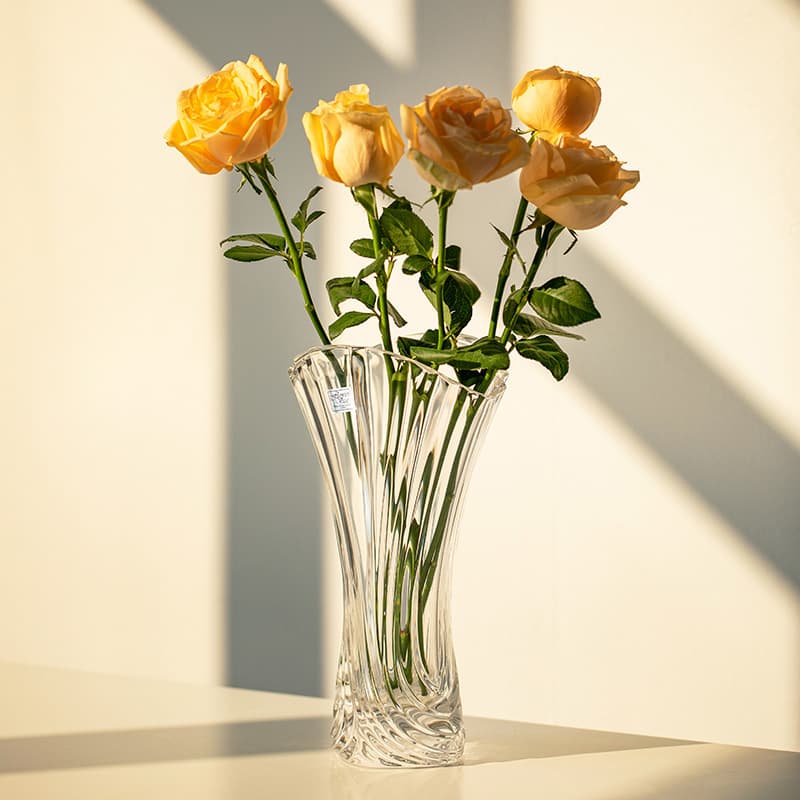 Japanese Import European Style Crystal Glass Vase for Fresh Flowers, Lucky Bamboo, Flower Vase, Living Room Decoration, Home Ornament