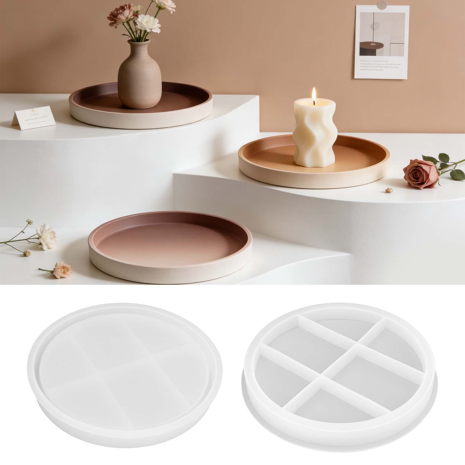 Pangyaya Resin Casting Mold New DIY Round Tray Silicone Mold Display Stand Storage Plate Silicone Mold