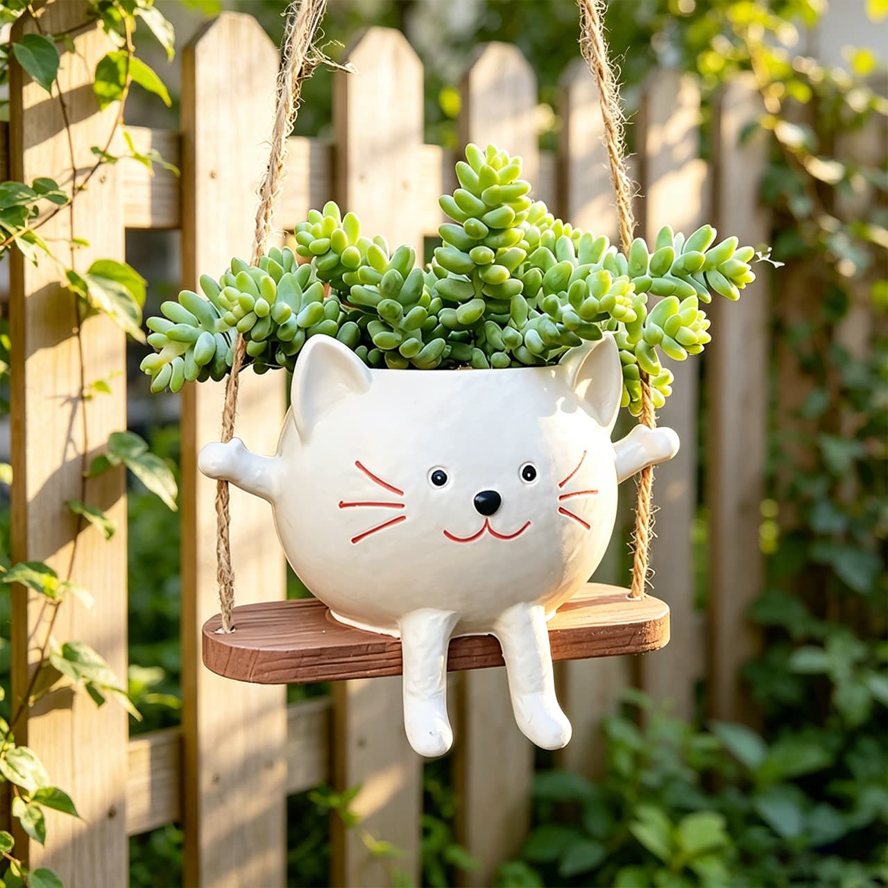 Cross-border Trade Swing Succulent Cradle Flower Pot Decoration Home Garden Cute Expression Flower Pot Resin