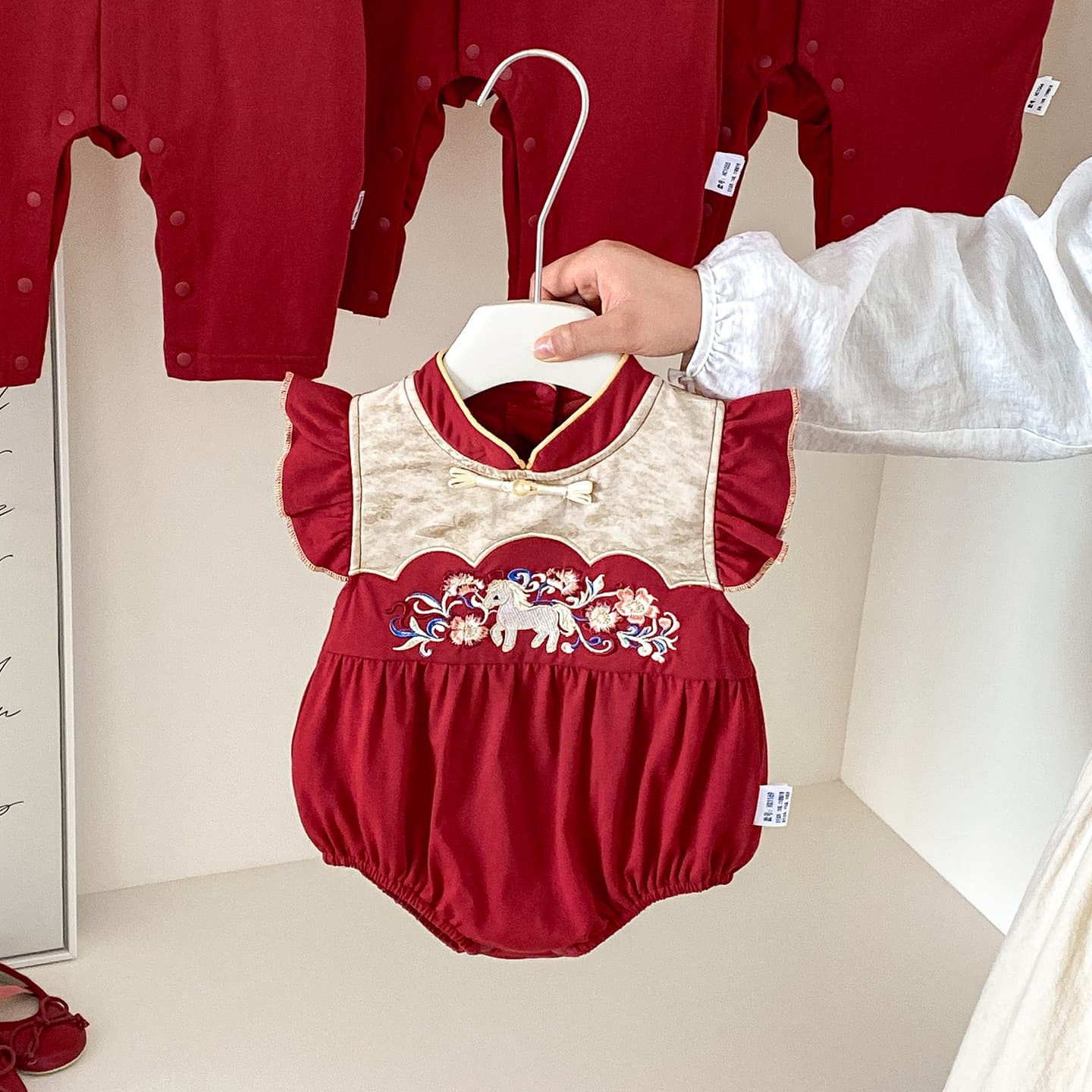 Baby Clothes Newborn Romper Full Moon Hundred-Day Banquet One-Year-Old Dress Girl Romper Summer Outfit