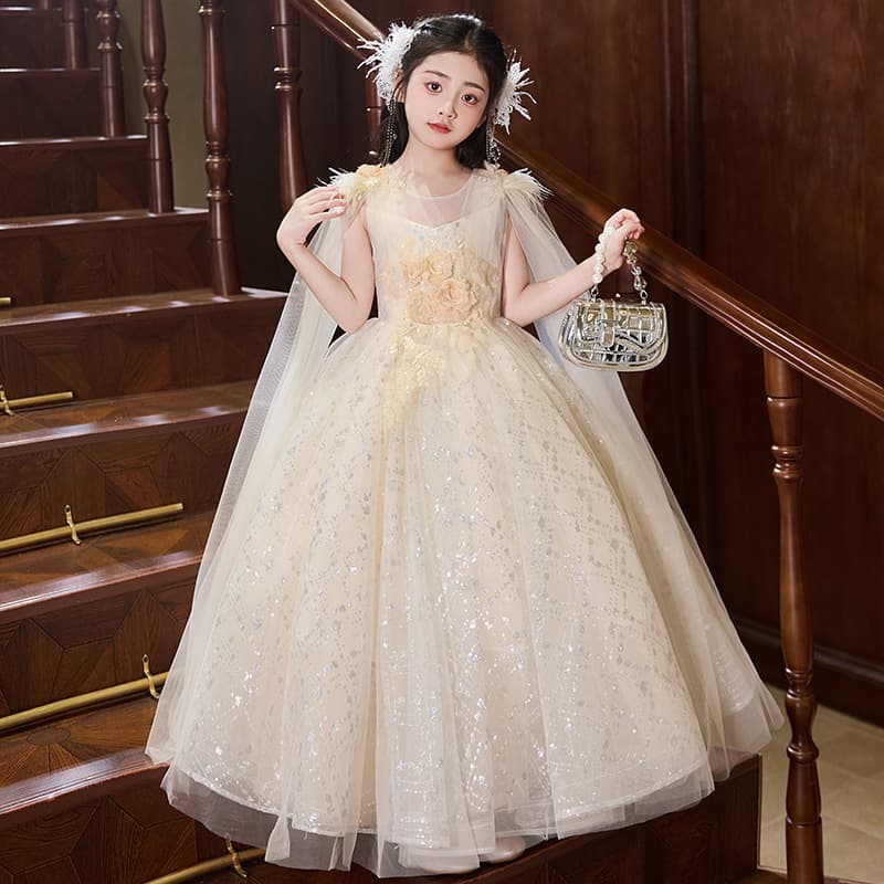 Girls' Light Luxury Niche High-End Stylish Children's Host Runway Piano Performance Dress Birthday Flower Girl Performance Outfit